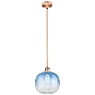 Innovations Lighting Edison Brookhaven Sphere 11"w Copper Stem Pendant W/ Sapphire Shade