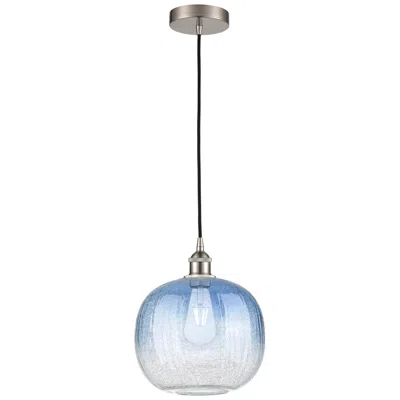 Innovations Lighting Edison Brookhaven Sphere 11"w Nickel Cord Pendant W/ Sapphire Shade