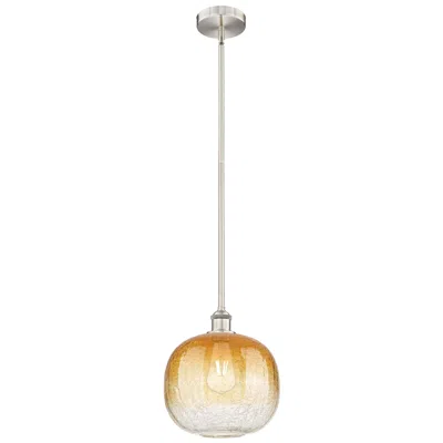 Innovations Lighting Edison Brookhaven Sphere 11"w Nickel Stem Pendant W/ Amber Shade In Brown
