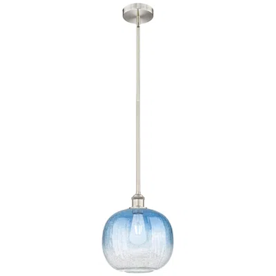 Innovations Lighting Edison Brookhaven Sphere 11"w Nickel Stem Pendant W/ Sapphire Shade In Blue