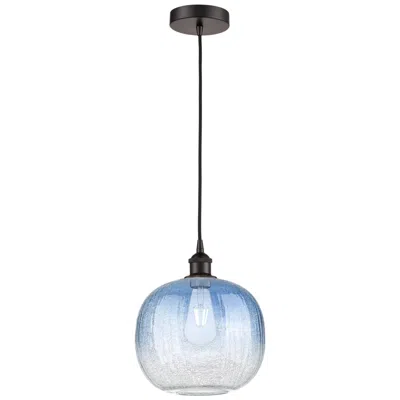 Innovations Lighting Edison Brookhaven Sphere 11"w Oiled Bronze Cord Pendant W/ Sapphire Shade