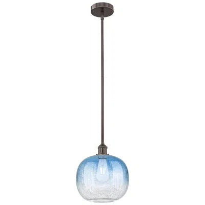 Innovations Lighting Edison Brookhaven Sphere 11"w Oiled Bronze Stem Pendant W/ Sapphire Shade