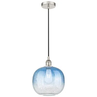 Innovations Lighting Edison Brookhaven Sphere 11"w Polished Nickel Cord Pendant W/ Blue Shade