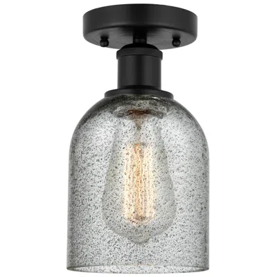 Innovations Lighting Edison Caledonia 5" Matte Black Semi Flush Mount W/ Charcoal Shade