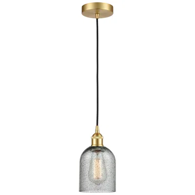 Innovations Lighting Edison Caledonia 5" Satin Gold Cord Hung Mini Pendant W/ Charcoal Shad