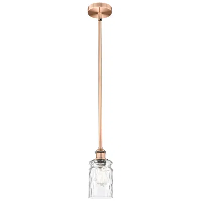 Innovations Lighting Edison Candor 5"w Copper Stem Mini Pendant W/ Clear Waterglass Shade In Multi