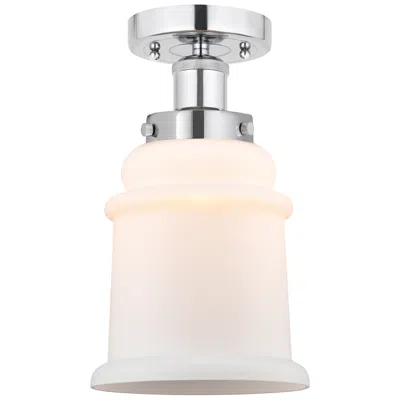 Innovations Lighting Edison Canton 6" Polished Chrome Semi Flush Mount W/ Matte White Shade