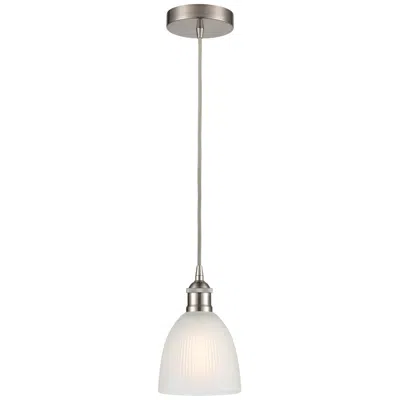 Innovations Lighting Edison Castile 6" Brushed Satin Nickel Corded Mini Pendant W/ White Sh