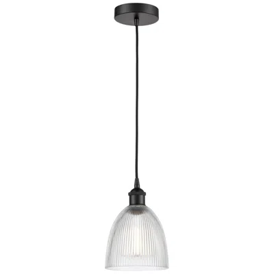 Innovations Lighting Edison Castile 6" Matte Black Cord Hung Mini Pendant W/ Clear Shade