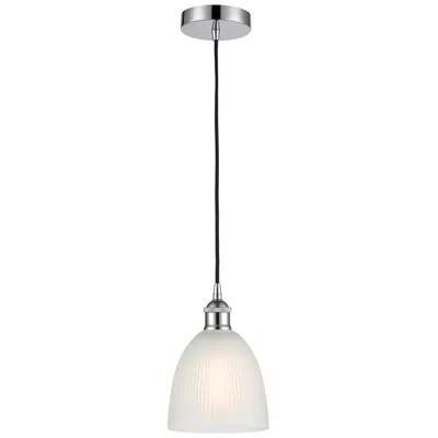 Innovations Lighting Edison Castile 6" Polished Chrome Cord Hung Mini Pendant W/ White Shad