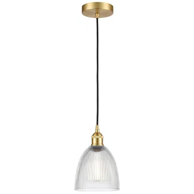 Innovations Lighting Edison Castile 6" Satin Gold Cord Hung Mini Pendant W/ Clear Shade