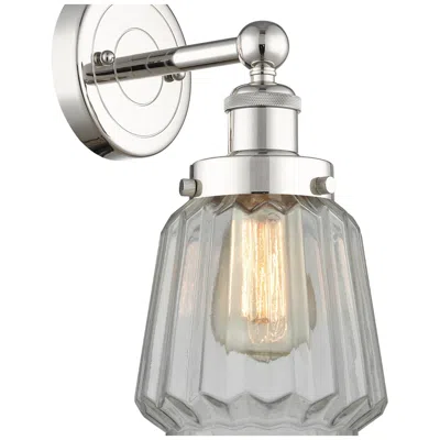 Innovations Lighting Edison Chatham 10"high Polished Nickel Sconce With Matte White Shade In Silver
