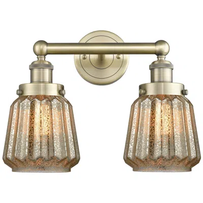 Innovations Lighting Edison Chatham 15.5"w 2 Light Antique Brass Bath Light With Clear Shad