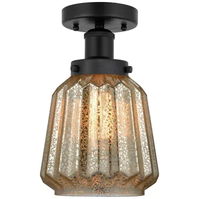 Innovations Lighting Edison Chatham 7" Matte Black Semi Flush Mount W/ Clear Shade