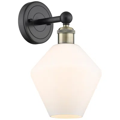 Innovations Lighting Edison Cindyrella 13.5"high Black Brass Sconce With Cased White Shade