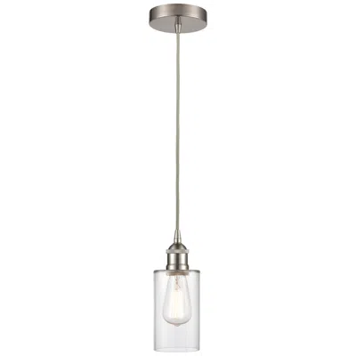 Innovations Lighting Edison Clymer 4" Brushed Satin Nickel Cord Hung Mini Pendant W/ Clear