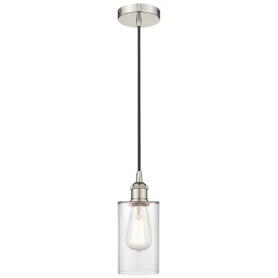 Innovations Lighting Edison Clymer 4" Polished Nickel Cord Hung Mini Pendant W/ Clear Shade