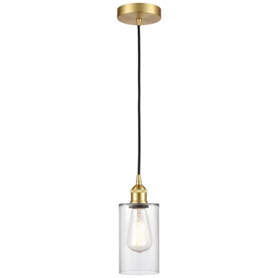 Innovations Lighting Edison Clymer 4" Satin Gold Cord Hung Mini Pendant W/ Clear Shade