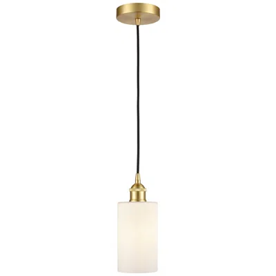 Innovations Lighting Edison Clymer 4" Satin Gold Mini Pendant W/ Matte White Shad