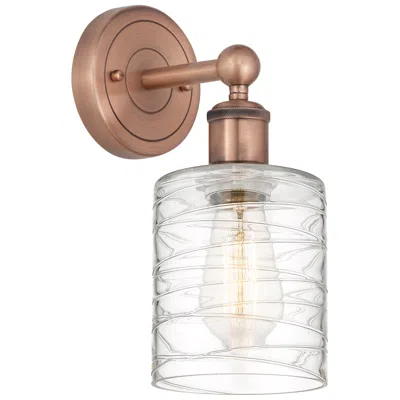Innovations Lighting Edison Cobbleskill 11.5"high Antique Copper Sconce With Deco Swirl Sha