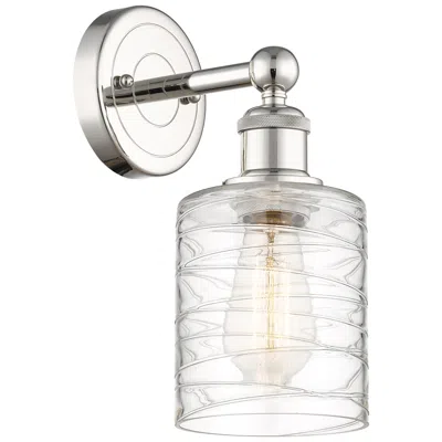 Innovations Lighting Edison Cobbleskill 11.5"high Polished Nickel Sconce With Deco Swirl Sh