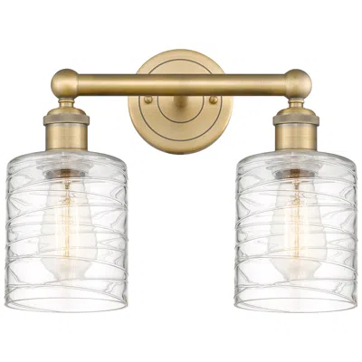 Innovations Lighting Edison Cobbleskill 14"w 2 Light Brushed Brass Bath Light W/ Swirl Shad