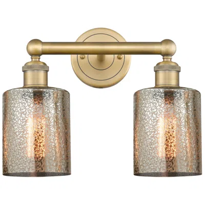 Innovations Lighting Edison Cobbleskill 14"w 2 Light Brushed Brass Bath Light With Mercury In Gold