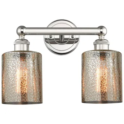 Innovations Lighting Edison Cobbleskill 14"w 2 Light Polished Nickel Bath Light W/ Mercury In Silver