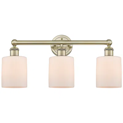 Innovations Lighting Edison Cobbleskill 23"w 3 Light Antique Brass Bath Light With White Sh