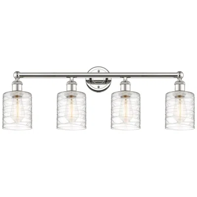 Innovations Lighting Edison Cobbleskill 32"w 4 Light Polished Nickel Bath Light W/ Swirl Sh