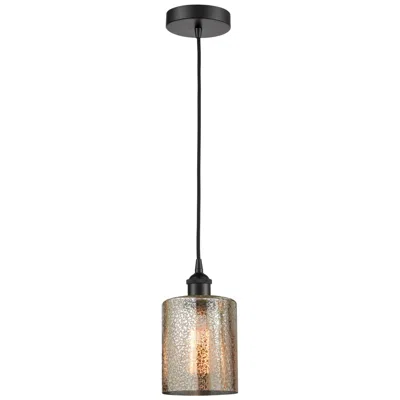 Innovations Lighting Edison Cobbleskill 5" Matte Black Mini Pendant W/ Mercury Shade