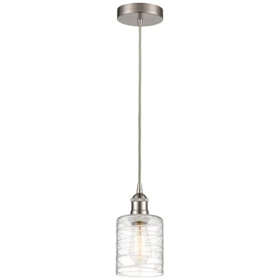 Innovations Lighting Edison Cobbleskill 5" Mini Pendant - Brushed Satin Nickel - Deco Swirl