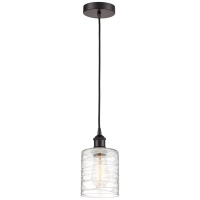 Innovations Lighting Edison Cobbleskill 5" Mini Pendant - Oil Rubbed Bronze - Deco Swirl Shade