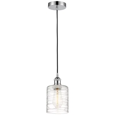 Innovations Lighting Edison Cobbleskill 5" Mini Pendant - Polished Chrome - Deco Swirl Shad