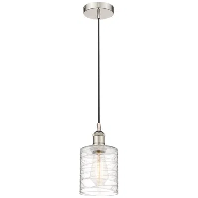 Innovations Lighting Edison Cobbleskill 5" Mini Pendant - Polished Nickel - Deco Swirl Shad