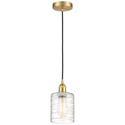 Innovations Lighting Edison Cobbleskill 5" Mini Pendant - Satin Gold - Deco Swirl Shade