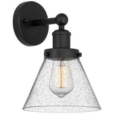 Innovations Lighting Edison Cone 11 1/2" High Matte Black Sconce With Seedy Glass