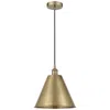 Innovations Lighting Edison Cone 12"w Antique Brass Corded Mini Pendant W/ Antique Brass Sh In Gold