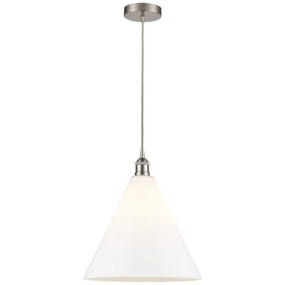 Innovations Lighting Edison Cone 16" Brushed Satin Nickel Cord Hung Pendant W/ Matte White