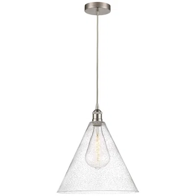 Innovations Lighting Edison Cone 16" Brushed Satin Nickel Cord Hung Pendant W/ Seedy Shade