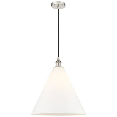 Innovations Lighting Edison Cone 16" Polished Nickel Cord Hung Pendant W/ Matte White Shade