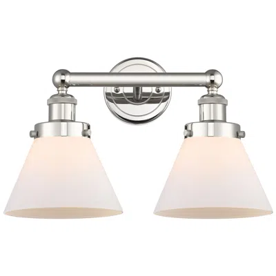 Innovations Lighting Edison Cone 16.75"w 2 Light Polished Nickel Bath Light With White Shad