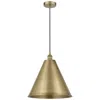 Innovations Lighting Edison Cone 16"w Antique Brass Corded Mini Pendant W/ Antique Brass Sh In Gold