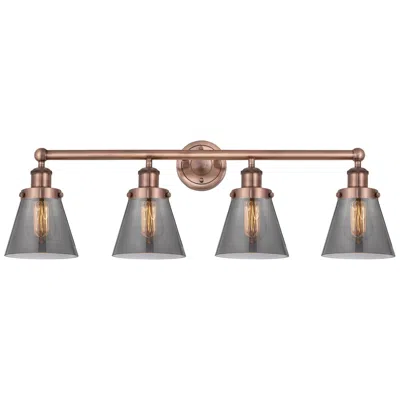 Innovations Lighting Edison Cone 33.5"w 4 Light Copper Bath Light With Smoke Shade