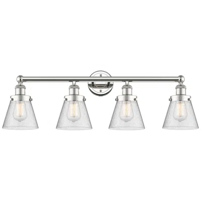 Innovations Lighting Edison Cone 33.5"w 4 Light Polished Nickel Bath Light With Seedy Shade