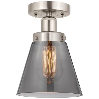 Innovations Lighting Edison Cone 7" Brushed Satin Nickel Semi Flush Mount W/ Plated Smoke S In Gray