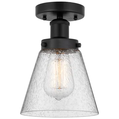 Innovations Lighting Edison Cone 7" Matte Black Semi Flush Mount W/ Seedy Shade