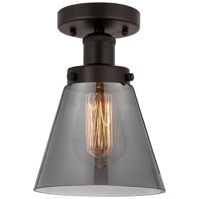 Innovations Lighting Edison Cone 7" Oil Rubbed Bronze Semi Flush Mount W/ Plated Smoke Shad