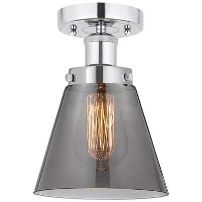 Innovations Lighting Edison Cone 7" Polished Chrome Semi Flush Mount W/ Plated Smoke Shade