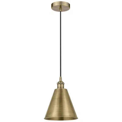 Innovations Lighting Edison Cone 8"w Antique Brass Corded Mini Pendant W/ Antique Brass Sha In Gold